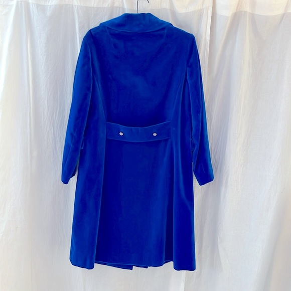 Vintage Rainmaster Velour Velvet Coat Electric Blue, Size Medium - Picture 2 of 9